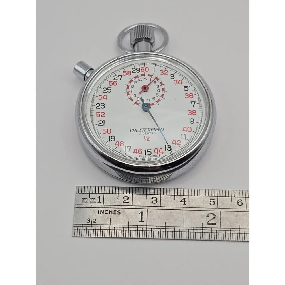 Vintage Chesterfield Swiss Mechanical Stopwatch 7 Jewel 1/10 Sport Timer